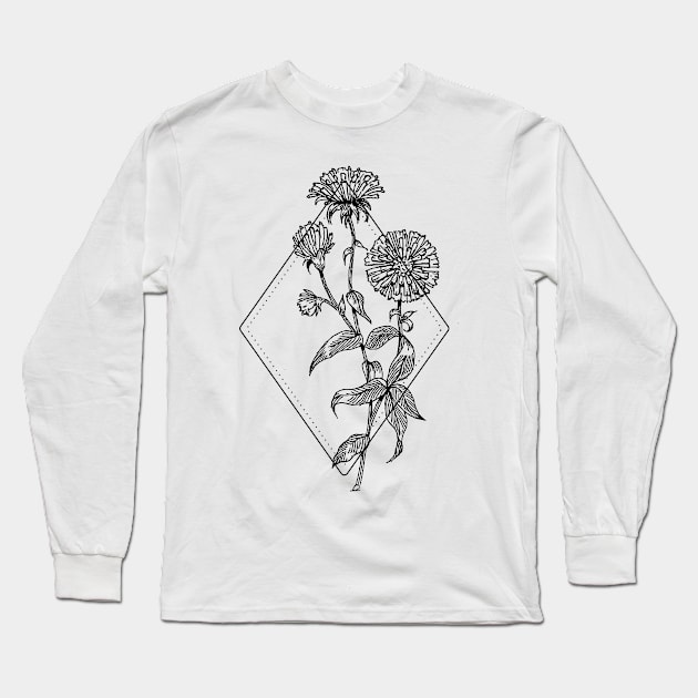 September Birth Flower Aster Long Sleeve T-Shirt by Annalaven